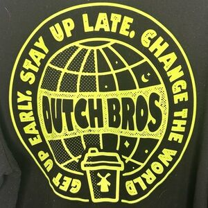 Dutch Bros NWT BRAND NEW IN PACKAGE Black Long Sleeve "Get Up Early..." XL DB